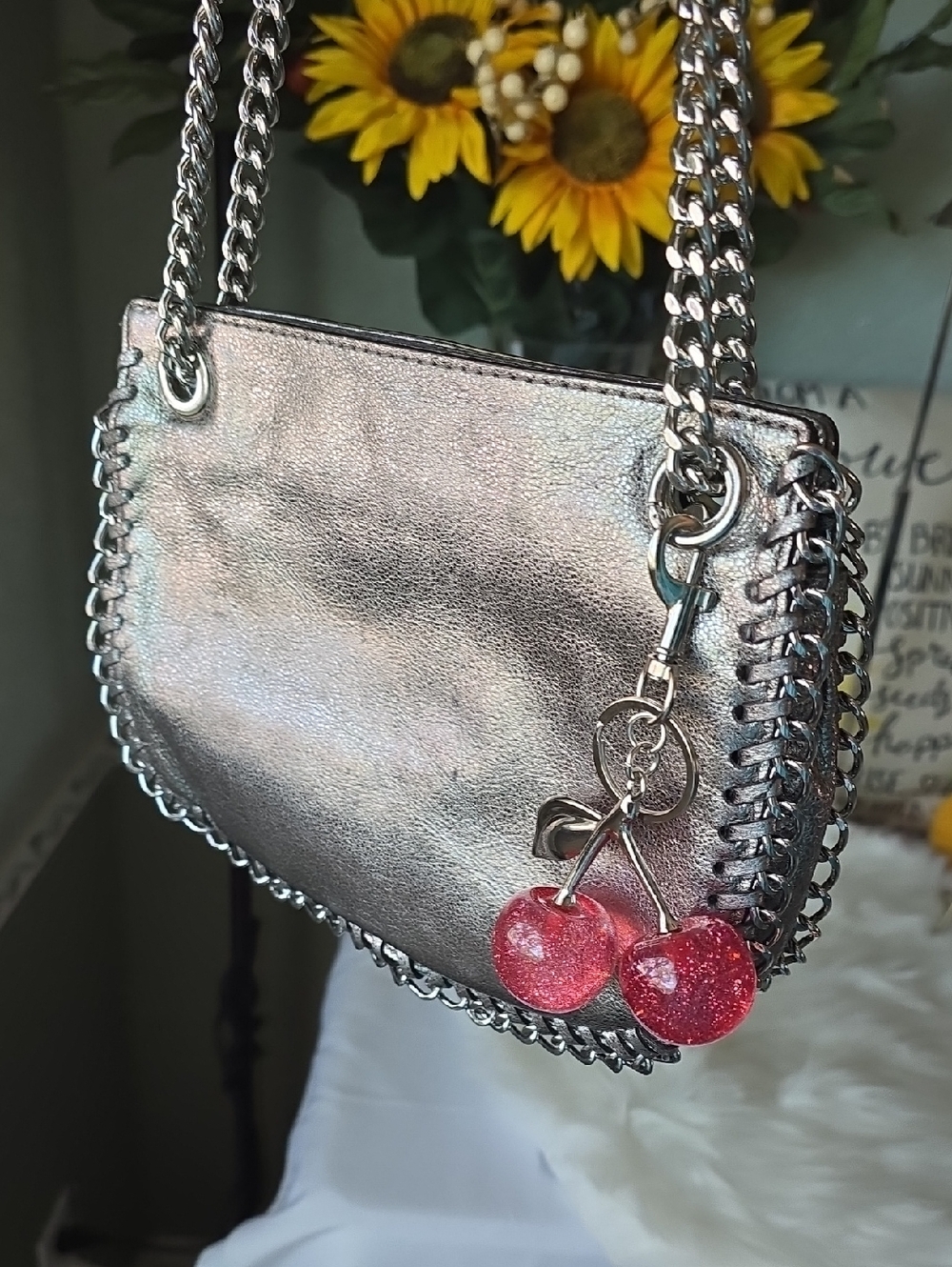 NWOT cherry Keychain Purse Charm - Picture 4 of 4